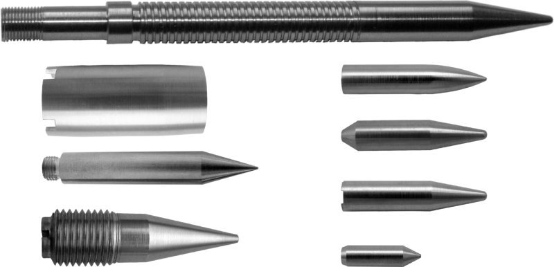 Types of penetrants of different caliber made of WHA